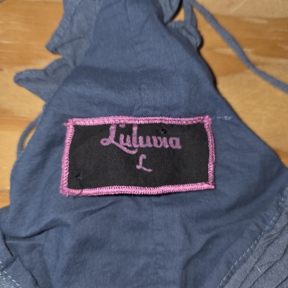 Blue Halter Romper Embroidered Detail Luluvia (SHO40) - Picture 6 of 11